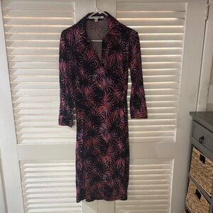 Diane Von Furstenberg Black and Pink Floral Dress